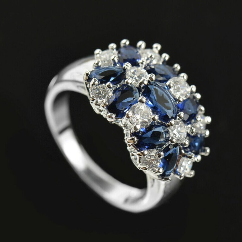 Beautiful Silver Blue Sapphire Ring